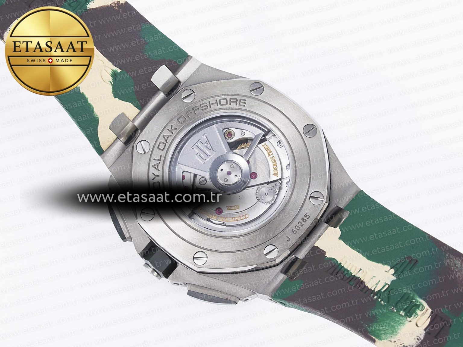 Royal Oak Offshore 44mm SS TKF 1:1 Best Edition Cream Dial on Green Camou Rubber Strap A3126 - Görsel 19