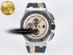 Royal Oak Offshore 44mm SS TKF 1:1 Best Edition Cream Dial on Green Camou Rubber Strap A3126 - Görsel 3