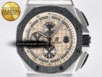 Royal Oak Offshore 44mm SS TKF 1:1 Best Edition Cream Dial on Green Camou Rubber Strap A3126 - Görsel 4