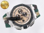 Royal Oak Offshore 44mm SS TKF 1:1 Best Edition Cream Dial on Green Camou Rubber Strap A3126 - Görsel 8