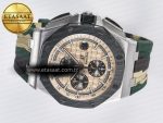 Royal Oak Offshore 44mm SS TKF 1:1 Best Edition Cream Dial on Green Camou Rubber Strap A3126 - Görsel 9