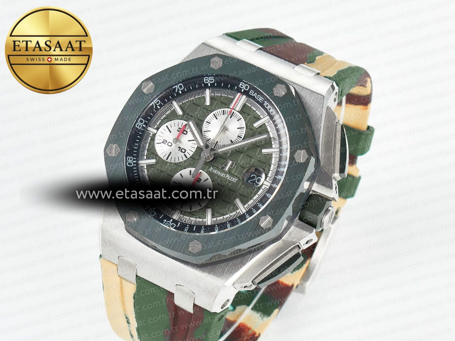 Royal Oak Offshore 44mm SS TKF 1:1 Best Edition Green Dial on Green Camou Rubber Strap A3126 - Görsel 1