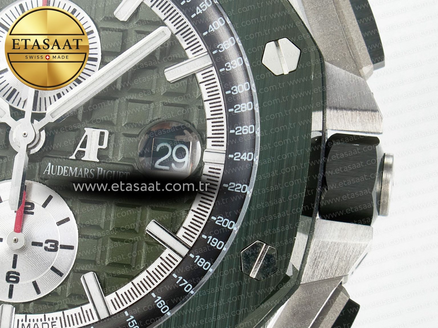 Royal Oak Offshore 44mm SS TKF 1:1 Best Edition Green Dial on Green Camou Rubber Strap A3126 - Görsel 12