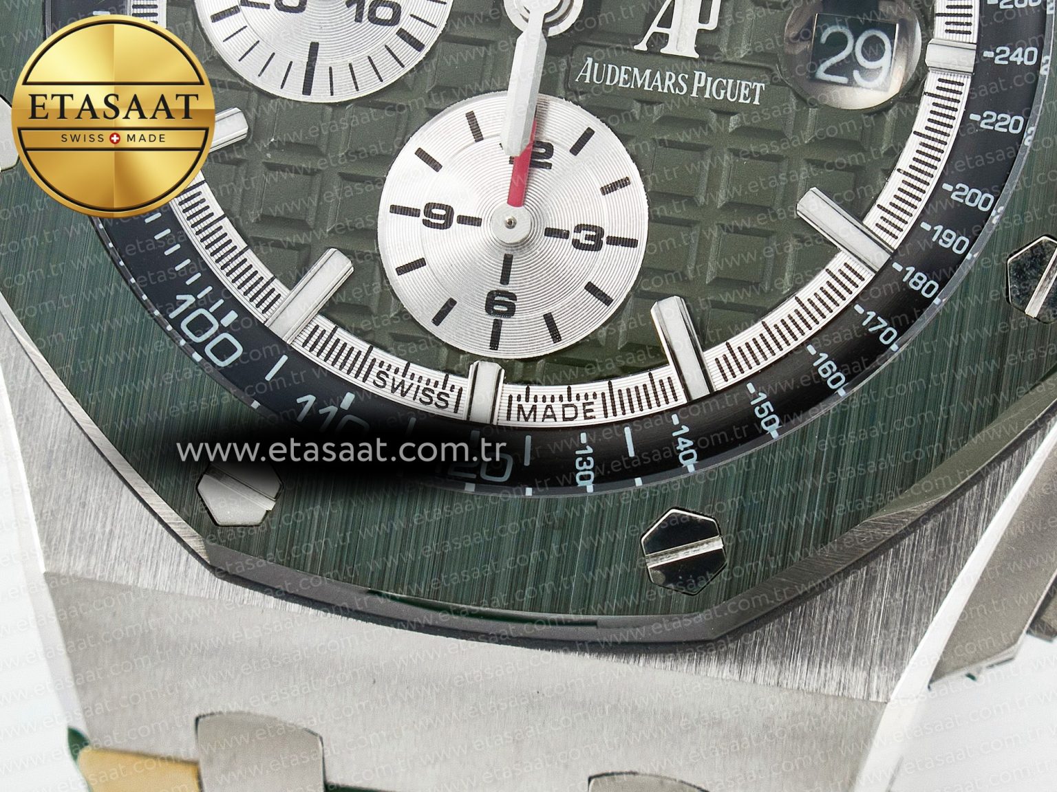 Royal Oak Offshore 44mm SS TKF 1:1 Best Edition Green Dial on Green Camou Rubber Strap A3126 - Görsel 13