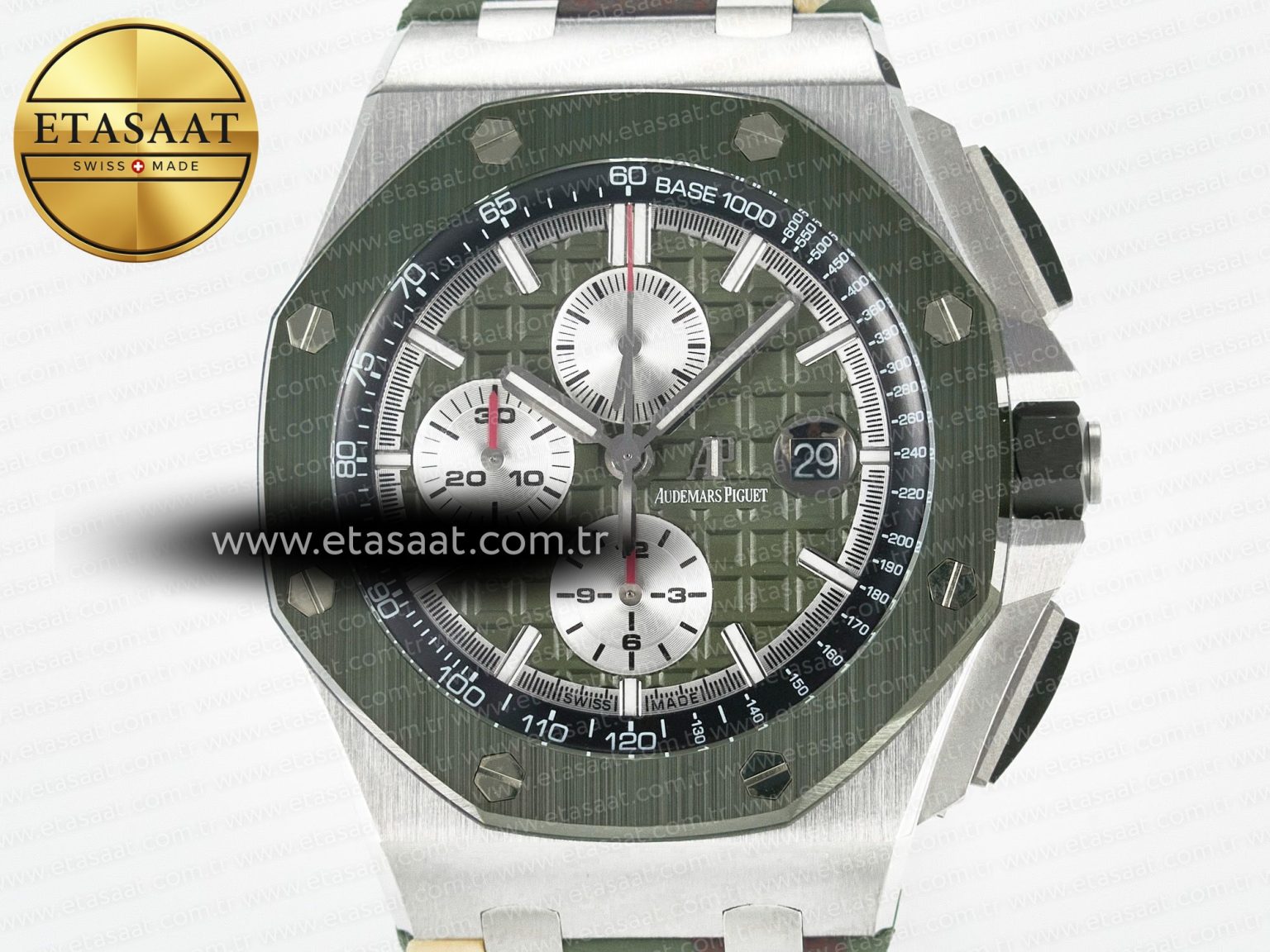 Royal Oak Offshore 44mm SS TKF 1:1 Best Edition Green Dial on Green Camou Rubber Strap A3126 - Görsel 4