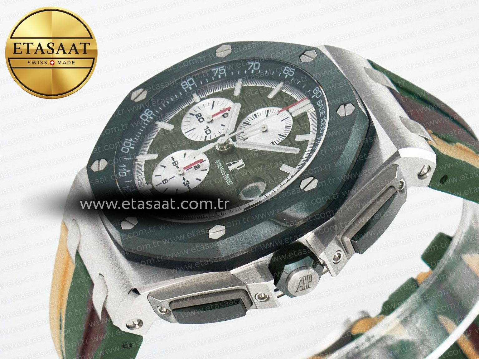 Royal Oak Offshore 44mm SS TKF 1:1 Best Edition Green Dial on Green Camou Rubber Strap A3126 - Görsel 6