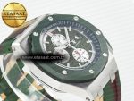 Royal Oak Offshore 44mm SS TKF 1:1 Best Edition Green Dial on Green Camou Rubber Strap A3126 - Görsel 7