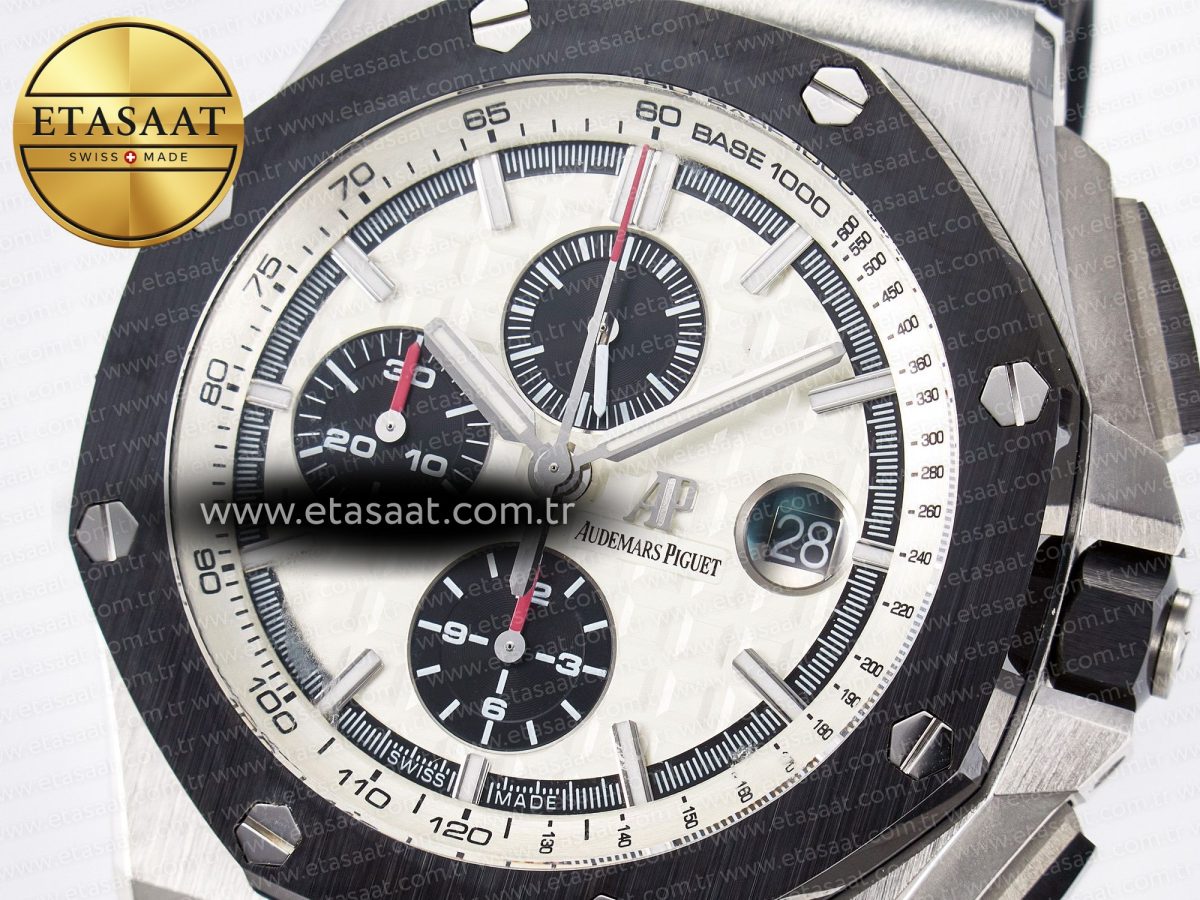 Royal Oak Offshore 44mm SS TKF 1:1 Best Edition White Dial on Black Rubber Strap A3126 - Görsel 10
