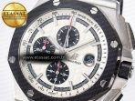 Royal Oak Offshore 44mm SS TKF 1:1 Best Edition White Dial on Black Rubber Strap A3126 - Görsel 10