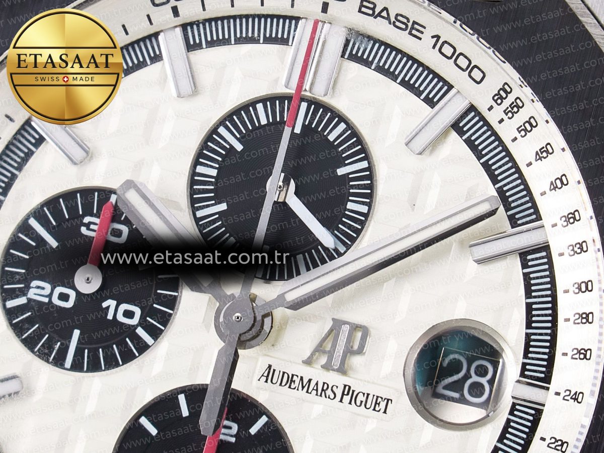Royal Oak Offshore 44mm SS TKF 1:1 Best Edition White Dial on Black Rubber Strap A3126 - Görsel 12