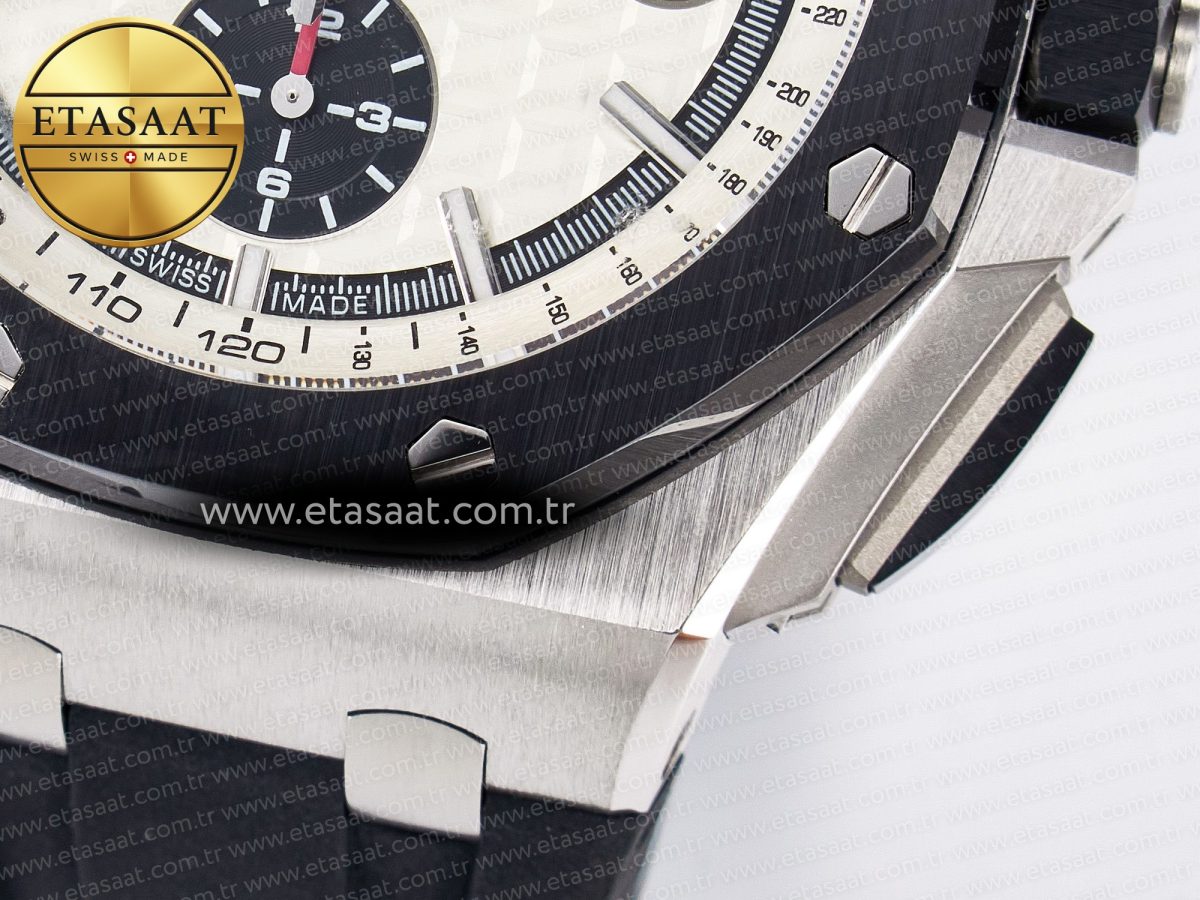 Royal Oak Offshore 44mm SS TKF 1:1 Best Edition White Dial on Black Rubber Strap A3126 - Görsel 15