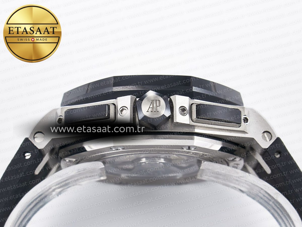 Royal Oak Offshore 44mm SS TKF 1:1 Best Edition White Dial on Black Rubber Strap A3126 - Görsel 17