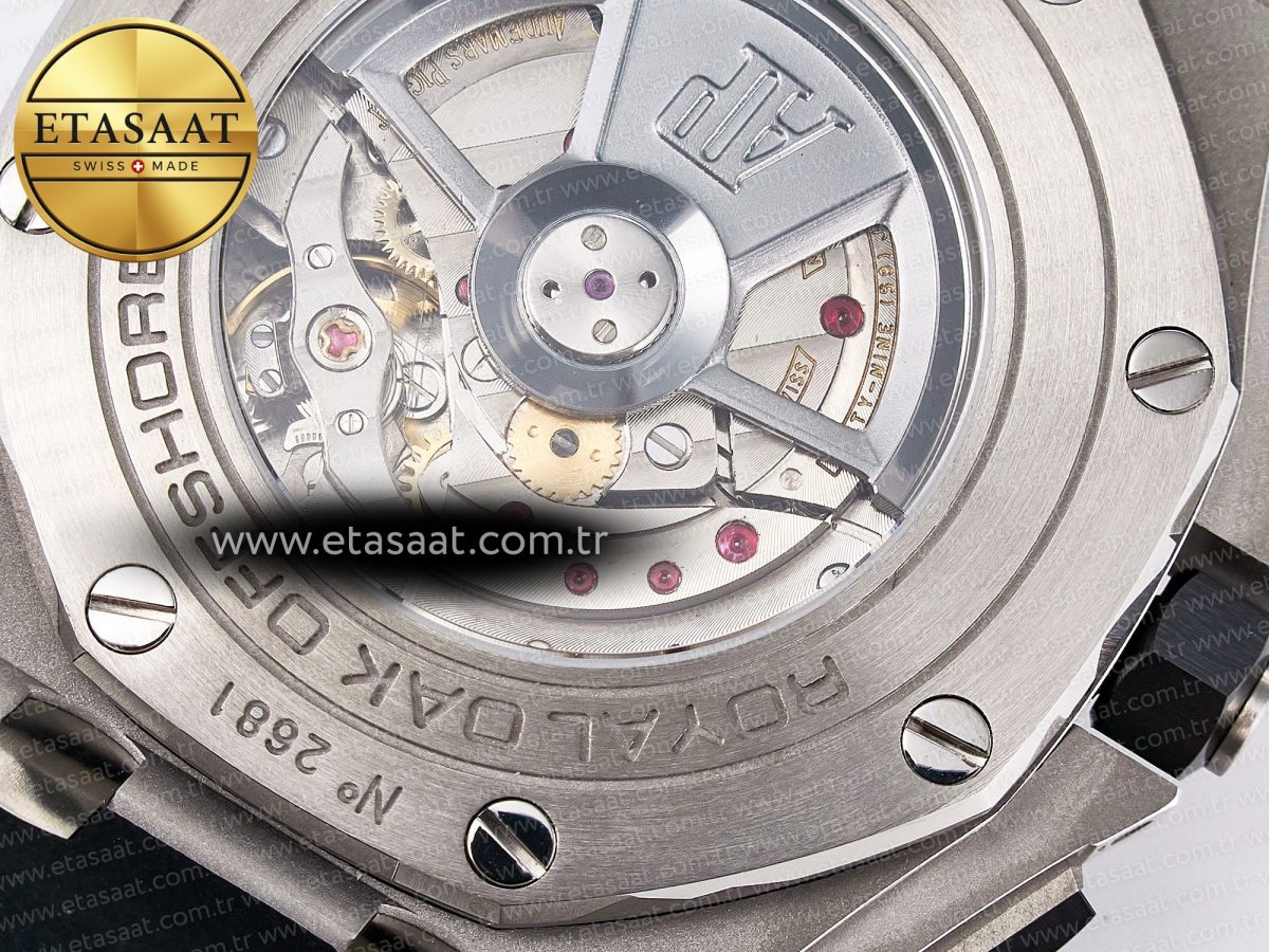 Royal Oak Offshore 44mm SS TKF 1:1 Best Edition White Dial on Black Rubber Strap A3126 - Görsel 22