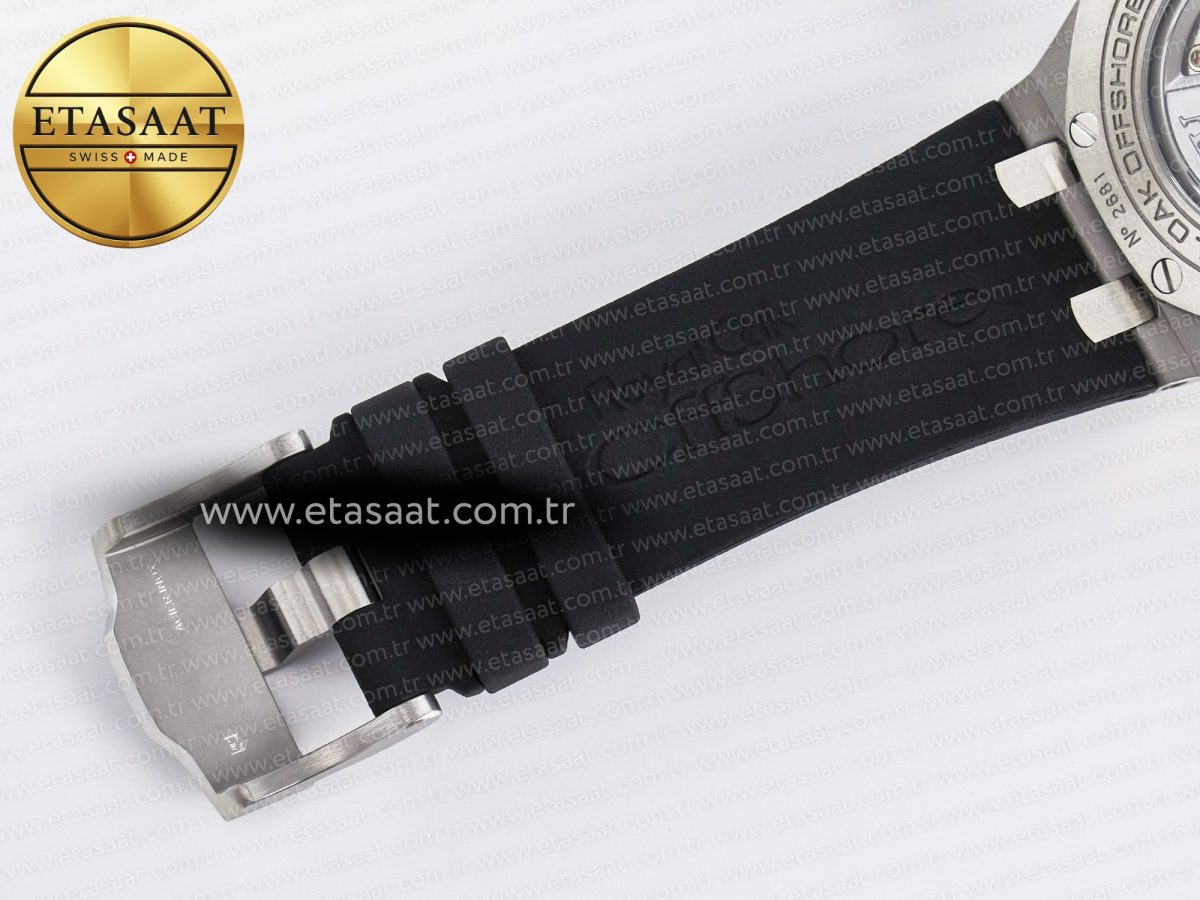 Royal Oak Offshore 44mm SS TKF 1:1 Best Edition White Dial on Black Rubber Strap A3126 - Görsel 27