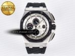 Royal Oak Offshore 44mm SS TKF 1:1 Best Edition White Dial on Black Rubber Strap A3126 - Görsel 3