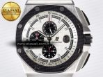 Royal Oak Offshore 44mm SS TKF 1:1 Best Edition White Dial on Black Rubber Strap A3126 - Görsel 4
