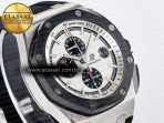 Royal Oak Offshore 44mm SS TKF 1:1 Best Edition White Dial on Black Rubber Strap A3126 - Görsel 5