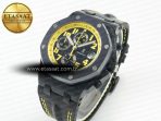 Royal Oak Offshore Bumble Bee Forged Carbon 1:1 JF Best Edition on Leather Strap A7750 w/ Cyclops & DW Mod