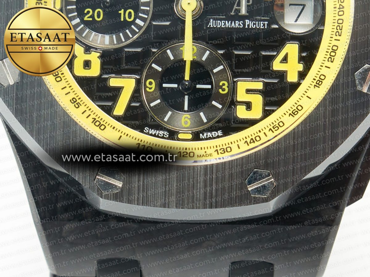 Royal Oak Offshore Bumble Bee Forged Carbon 1:1 JF Best Edition on Leather Strap A7750 w/ Cyclops & DW Mod - Görsel 13