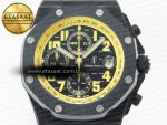 Royal Oak Offshore Bumble Bee Forged Carbon 1:1 JF Best Edition on Leather Strap A7750 w/ Cyclops & DW Mod - Görsel 4