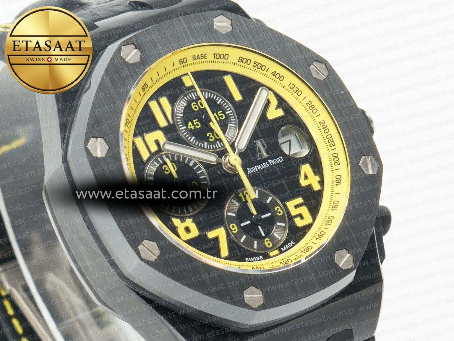 Royal Oak Offshore Bumble Bee Forged Carbon 1:1 JF Best Edition on Leather Strap A7750 w/ Cyclops & DW Mod - Görsel 5