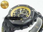Royal Oak Offshore Bumble Bee Forged Carbon 1:1 JF Best Edition on Leather Strap A7750 w/ Cyclops & DW Mod - Görsel 6
