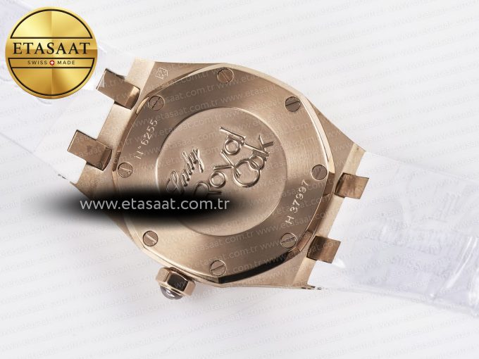 Royal Oak Offshore Ladies 33mm RG DRF Best Edition White Dial Diamonds Bezel on White Rubber Strap ETA Quartz - Görsel 16