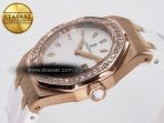 Royal Oak Offshore Ladies 33mm RG DRF Best Edition White Dial Diamonds Bezel on White Rubber Strap ETA Quartz - Görsel 6