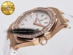 Royal Oak Offshore Ladies 33mm RG DRF Best Edition White Dial Diamonds Bezel on White Rubber Strap ETA Quartz - Görsel 6