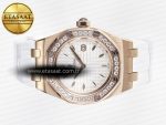 Royal Oak Offshore Ladies 33mm RG DRF Best Edition White Dial Diamonds Bezel on White Rubber Strap ETA Quartz - Görsel 9