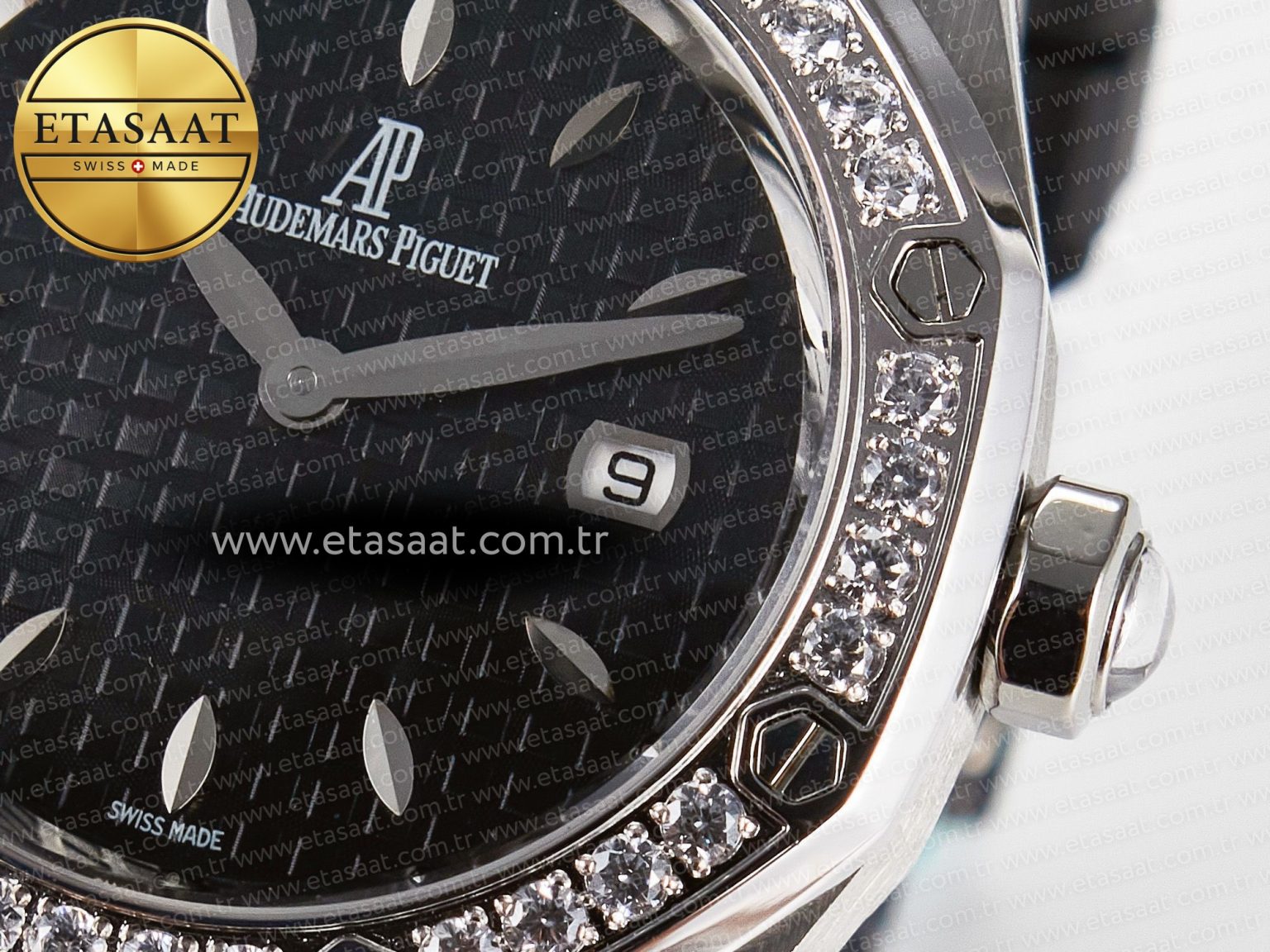 Royal Oak Offshore Ladies 33mm SS DRF Best Edition Black Dial Diamonds Bezel on Black Rubber Strap ETA Quartz - Görsel 11