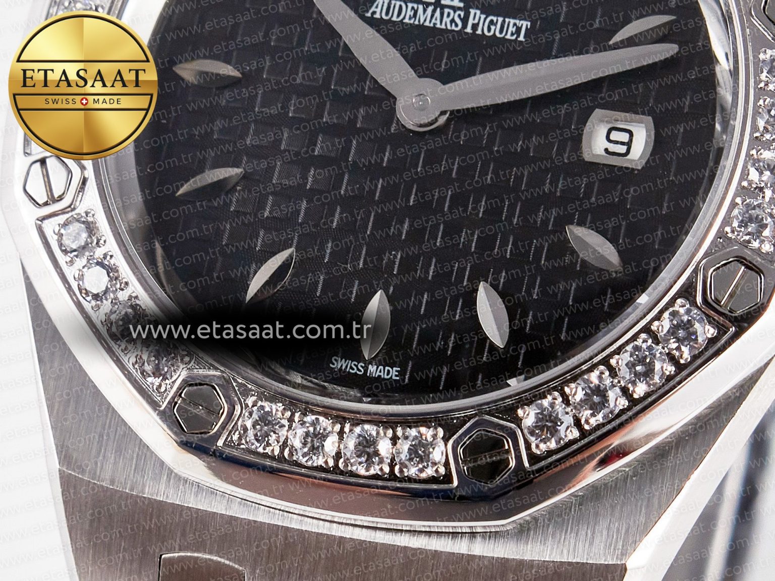 Royal Oak Offshore Ladies 33mm SS DRF Best Edition Black Dial Diamonds Bezel on Black Rubber Strap ETA Quartz - Görsel 12