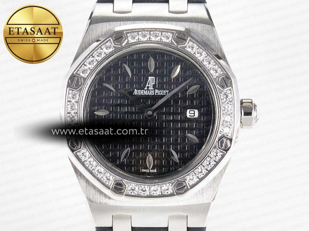 Royal Oak Offshore Ladies 33mm SS DRF Best Edition Black Dial Diamonds Bezel on Black Rubber Strap ETA Quartz - Görsel 4