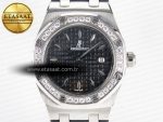 Royal Oak Offshore Ladies 33mm SS DRF Best Edition Black Dial Diamonds Bezel on Black Rubber Strap ETA Quartz - Görsel 4