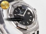 Royal Oak Offshore Ladies 33mm SS DRF Best Edition Black Dial Diamonds Bezel on Black Rubber Strap ETA Quartz - Görsel 5