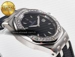 Royal Oak Offshore Ladies 33mm SS DRF Best Edition Black Dial Diamonds Bezel on Black Rubber Strap ETA Quartz - Görsel 7