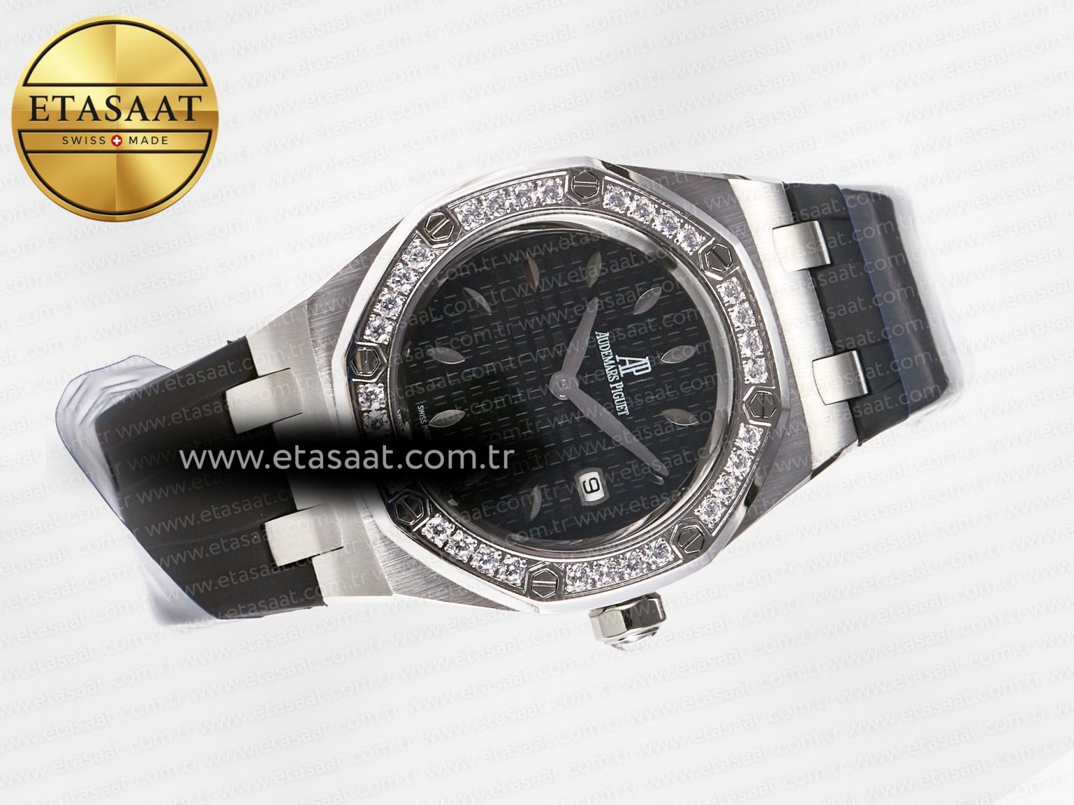 Royal Oak Offshore Ladies 33mm SS DRF Best Edition Black Dial Diamonds Bezel on Black Rubber Strap ETA Quartz - Görsel 8