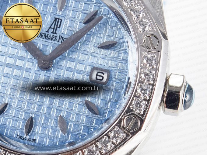 Royal Oak Offshore Ladies 33mm SS DRF Best Edition Blue Dial Diamonds Bezel on Blue Leather Strap ETA Quartz - Görsel 11