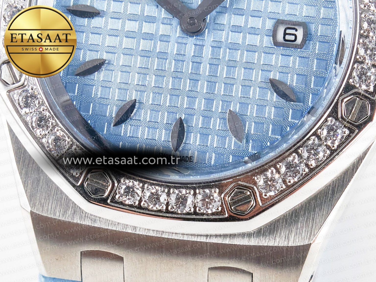 Royal Oak Offshore Ladies 33mm SS DRF Best Edition Blue Dial Diamonds Bezel on Blue Leather Strap ETA Quartz - Görsel 12