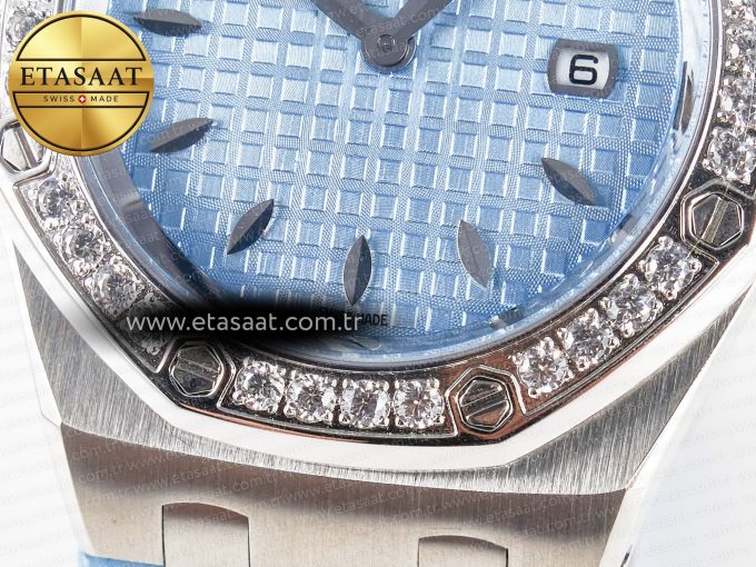 Royal Oak Offshore Ladies 33mm SS DRF Best Edition Blue Dial Diamonds Bezel on Blue Leather Strap ETA Quartz - Görsel 12