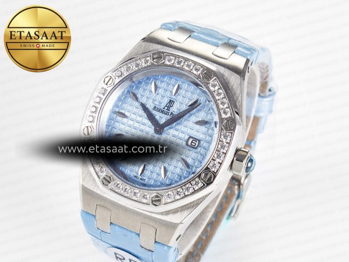 Royal Oak Offshore Ladies 33mm SS DRF Best Edition Blue Dial Diamonds Bezel on Blue Leather Strap ETA Quartz - Görsel 2