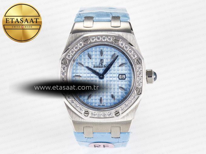 Royal Oak Offshore Ladies 33mm SS DRF Best Edition Blue Dial Diamonds Bezel on Blue Leather Strap ETA Quartz - Görsel 3