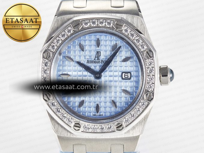 Royal Oak Offshore Ladies 33mm SS DRF Best Edition Blue Dial Diamonds Bezel on Blue Leather Strap ETA Quartz - Görsel 4