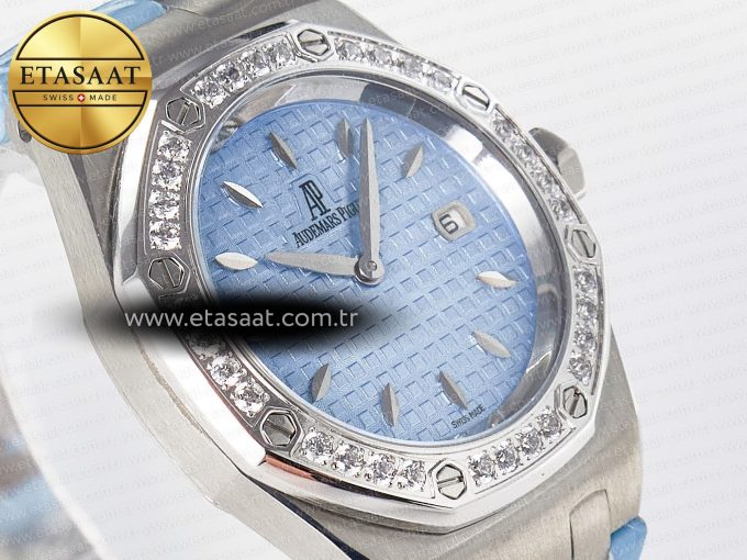 Royal Oak Offshore Ladies 33mm SS DRF Best Edition Blue Dial Diamonds Bezel on Blue Leather Strap ETA Quartz - Görsel 5