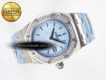 Royal Oak Offshore Ladies 33mm SS DRF Best Edition Blue Dial Diamonds Bezel on Blue Leather Strap ETA Quartz - Görsel 8