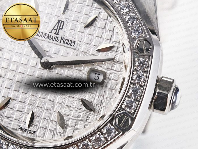 Royal Oak Offshore Ladies 33mm SS DRF Best Edition White Dial Diamonds Bezel on White Rubber Strap ETA Quartz - Görsel 11