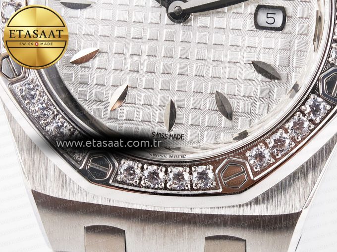 Royal Oak Offshore Ladies 33mm SS DRF Best Edition White Dial Diamonds Bezel on White Rubber Strap ETA Quartz - Görsel 12