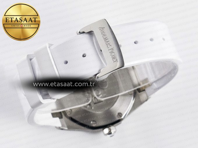 Royal Oak Offshore Ladies 33mm SS DRF Best Edition White Dial Diamonds Bezel on White Rubber Strap ETA Quartz - Görsel 15