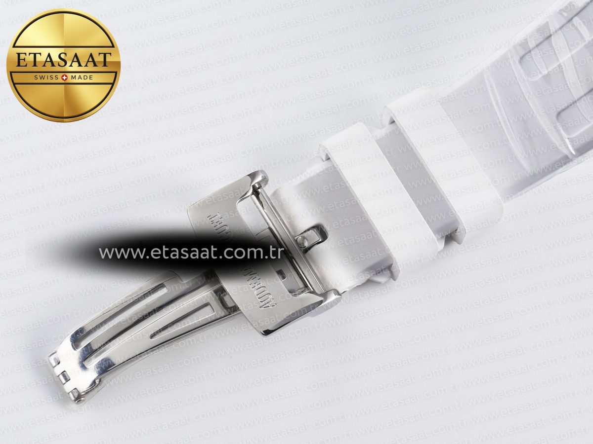 Royal Oak Offshore Ladies 33mm SS DRF Best Edition White Dial Diamonds Bezel on White Rubber Strap ETA Quartz - Görsel 18