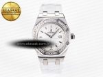 Royal Oak Offshore Ladies 33mm SS DRF Best Edition White Dial Diamonds Bezel on White Rubber Strap ETA Quartz - Görsel 3